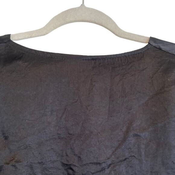 Womens Vintage Justin Allen Black Satin Polyester Collarless Button Up Size 2X - Picture 6 of 16